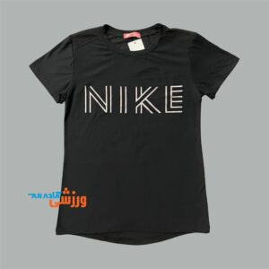 تیشرت زنانه تنفسی طرح نایکی (تک رنگ مشکی)