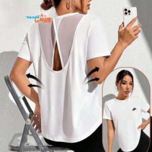 تیشرت زنانه توردار طرح Nike